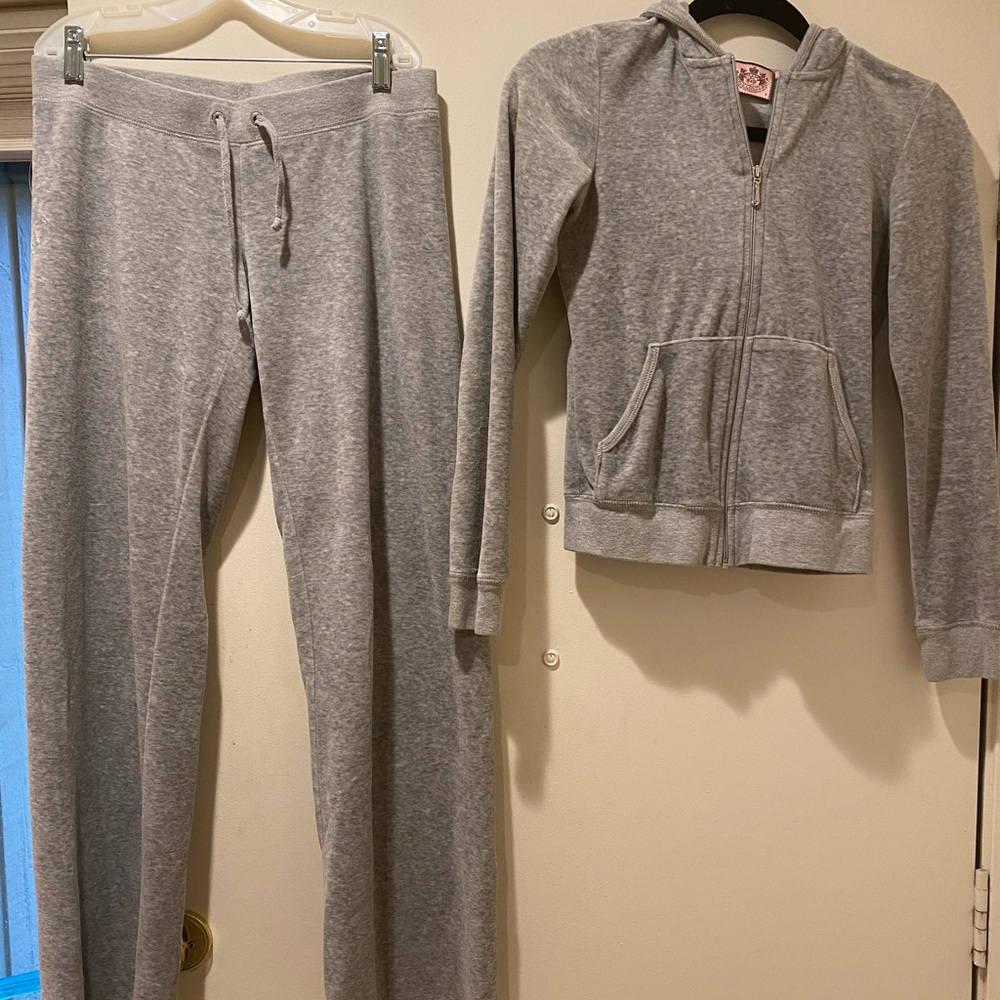 Juicy Couture dove grey pants/hoodie.Both SMALL